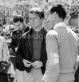Wolfgang Graf Berghe von Trips with Ferrari racing manager Romolo Tavoni,  in the background Joakim Bonnier. Monaco Grand Prix 1958. - Photo by Edward Quinn