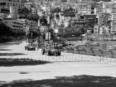 Stirling Moss, (28) Vanwall VW7. Mike Hawthorn, (38) Ferrari Dino 246. Jack Brabham, (16) Cooper T45. Maurice Trintignant, (20) Cooper T45 (winner). Monaco Grand Prix 1958. - Photo by Edward Quinn