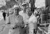 Stirling Moss, (28) Vanwall VW7 and Tony Vandervell (white hat). Monaco Grand Prix 1958. - Photo by Edward Quinn