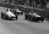 Phil Hill, (48) Ferrari Dino 246, André Testut, (56) Maserati 250F, Stirling Moss, (30) Cooper-Climax T51. Monaco Grand Prix 1959. - Photo by Edward Quinn