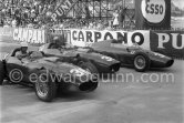 Phil Hill, (36) Ferrari Dino 246, Wolfgang von Trips (38) Ferrari Dino 246 and Richie Ginther, (34) rear engined "motore posteriore" experimental Ferrari 246/60/MP Monaco Grand Prix 1960. - Photo by Edward Quinn