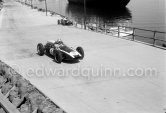 Jack Brabham, (8) Cooper T53, on right Joakim Bonnier's (2) B.R.M. P48. Monaco Grand Prix 1960. - Photo by Edward Quinn