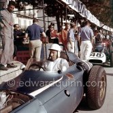 The Scarabs were disappointingly slow and to find out if it was the driver or the car, Reventlow let Stirling Moss try one. He did a better time but it would not have been enough to qualify. Monaco Grand Prix 1960. - Photo by Edward Quinn
