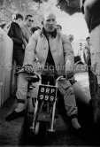 Stirling Moss enjoys riding around with his 1961 Trojan Trobike. Monaco Grand Prix 1961.
Trobike was a type of mini-bike. Although preceded by the World War II military Welbikeand later Corgi for the civilian market, it was one of the earliest to be sold in kit form to avoid purchase tax. The Trojan Lambretta group was founded in 1959 when Lambretta Concessionaires Ltd took over Trojan Ltd, one of the oldest firms in the British motor industry. - Photo by Edward Quinn