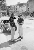 Olivier Gendebien (left) and Lucien Bianchi. Tony Brook's B.R.M.-Climax in the background. Monaco Grand Prix 1961. - Photo by Edward Quinn