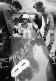 Richie Ginther, (8) BRM P48/57, and Tony Rudd (left). Monaco Grand Prix 1962. - Photo by Edward Quinn