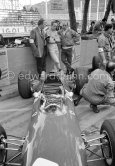 Stirling Moss with John Surtees, (21) Ferrari 158. Monaco Grand Prix 1964. - Photo by Edward Quinn