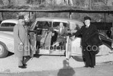 Nubar Gulbenkian and his wife. Armenian oil magnate. His father Caloust was named Mister 5 Percent (Iraq Petroleum Company). Eden Roc, Cap d’Antibes 1959. Car: 1956 Rolls-Royce Silver Wraith, #LELW74, Allweather Tourer with "Perspex" top by Hooper (due to his claustrophopia) and air conditioning. Detailed info on this car by expert Klaus-Josef Rossfeldt see About/Additional Infos. - Photo by Edward Quinn