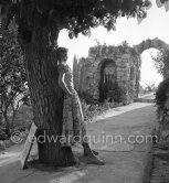 Audrey Hepburn before she found fame, visiting the medieval village of Eze, near Monaco 1951. - Photo by Edward Quinn