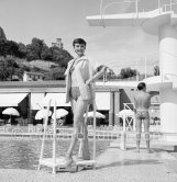Audrey Hepburn in Monaco for the film "Monte Carlo Baby". She was at the beginning of her career and willingly posed for the photographer. Monte Carlo Beach 1951. - Photo by Edward Quinn