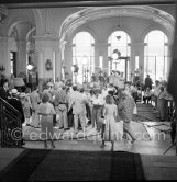 The film set of "Nous irons à Monte Carlo" (We're Going to Monte Carlo), French version of "Monte Carlo Baby". With Audrey Hepburn and Cara Williams. Monaco 1951. - Photo by Edward Quinn