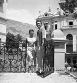 Audrey Hepburn and the French actor and dancer Edmond Audran, husband of Ludmilla Tcherina. Monte Carlo 1951. - Photo by Edward Quinn