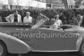 William Holden, Deborah Kerr, her husband Tony Bartley and Holden's son admire the car of Sir Duncan Orr Lewis. Cannes 1957. Car: Bugatti type 57C Aravis Gangloff chassis number 57736. The story of the car: www.velocetoday.com/btw-the-lords-bugatti/). - Photo by Edward Quinn