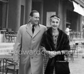 Barbara Hutton, America’s "poor little rich girl", Woolworth heiress, with German tennis champion Baron Gottfried von Cramm, her future husband. Monte Carlo Country Club 1953. - Photo by Edward Quinn