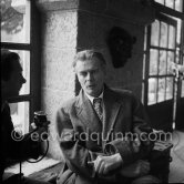 Aldous Huxley interviewed for radio while participating in a parapsychological seminary at Vence. - Photo by Edward Quinn