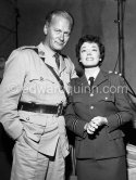 Curd Jürgens and american actress Ruth Roman during filming of “Bitter Victory”. Nice 1957 - Photo by Edward Quinn