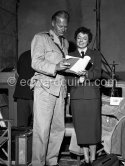 Curd Jürgens and american actress Ruth Roman during filming of “Bitter Victory”. Nice 1957 - Photo by Edward Quinn