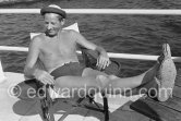 Danny Kaye by the pool at La Reserve, the famous Hotel at Beaulieu-sur-Mer, 1955. - Photo by Edward Quinn