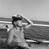 Danny Kaye by the pool at La Réserve, the famous Hotel at Beaulieu-sur-Mer, 1955. - Photo by Edward Quinn