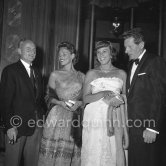 Danny Kaye, Dora Doll, Bella Darvi, Darryl F. Zanuck (from Right). Cannes Film Festival 1956. - Photo by Edward Quinn