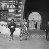 Grace Kelly (later to become Princess Grace) at the Royal Palace just after she met Prince Rainier for the first time. With her is her friend Gladys de Ségonzac, costume designer. Monaco 1955. - Photo by Edward Quinn