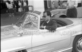 Prince Karim Khan. Cannes 1958. Car: 1957-63 Mercedes-Benz 300 SL Roadster. - Photo by Edward Quinn