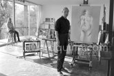 Louis le Brocquy and his wife Anne Madden le Brocquy at their studio with painting "Laussel Venus". Carros 1964. - Photo by Edward Quinn