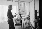 Louis le Brocquy and his wife Anne Madden, also a painter, at their studio with painting "Laussel Venus". Carros 1964. - Photo by Edward Quinn