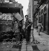 Dustmen. Outside the Blue Posts pub, Rupert Street, looking north towards Shaftesbury Avenue. London 1950. - Photo by Edward Quinn