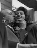 Sophia Loren and film producer Leonide Moguy. Cannes Film Festival 1954. - Photo by Edward Quinn
