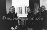 Opening of Anne Madden's exhibition at Galerie Darthea Speyer, Paris 1979. Ann Madden and Francis Bacon, in the background Louis le Brocquy. - Photo by Edward Quinn