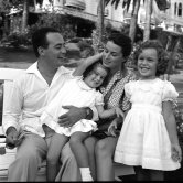 Silvana Mangano and her husband, film producer Dino De Laurentiis, and daughters Veronica and Rafaela at their home "Casa del Mare". Roquebrune-Cap Martin 1955. - Photo by Edward Quinn