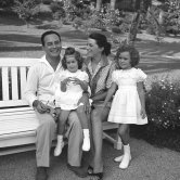 Silvana Mangano and her husband, film producer Dino De Laurentiis, and daughters Veronica and Rafaela at their home "Casa del Mare". Roquebrune-Cap Martin 1955. - Photo by Edward Quinn