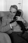 Bruce Marshall with one of his many cats (guess which one: Sammy, Joshua Dew Choir, Casiano, Hengist, Geddes Bijou, Emma, Enzo, Fan-Fan-la-TuIipe, Bunter). Cap d'Antibes 1953. - Photo by Edward Quinn