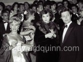Marcello Mastroianni, Anouk Aimée and Belinda Lee (from right). Cannes Film Festival 1960. - Photo by Edward Quinn