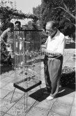 Somerset Maugham and his canaries. His secretary and companion Alan Searle and a visitor in the background. Villa Mauresque in Saint-Jean-Cap-Ferrat 1962. - Photo by Edward Quinn