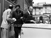 Somerset Maugham and Peter Ustinov. PEN-Congress, Nice 1952. Car: Mercedes-Benz 540K Cabriolet A - Photo by Edward Quinn