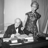 French author André Maurois and his wife. Hotel de Paris, Monte Carlo 1953. - Photo by Edward Quinn
