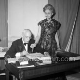 French author André Maurois and his wife. Hotel de Paris, Monte Carlo 1953. - Photo by Edward Quinn