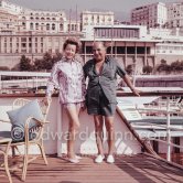 Greek armateur Basil M. Mavroleon with his wife on his Yacht Radiant II. Monaco 1961. - Photo by Edward Quinn