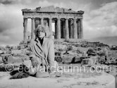 Melina Mercouri. During filming of TV documentary "Melina Mercouri's Greece",  directed by Cliff Owen. Akropolis, Athens 1965. - Photo by Edward Quinn