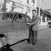 French actor Paul Meurisse in Nice for filming "La neige était sale" ("The Snow Was Dirty"). Nice 1952. Car: 1951 Dodge Kingsway Custom - Photo by Edward Quinn