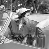 Young Lady with hat, Cap d'Antibes c. 1955. Car: Porsche 356 A (1955 ?). - Photo by Edward Quinn