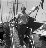 Stavros Niarchos in front of his schooner Le Créole. Villefranche, Cap d’Antibes 1955. - Photo by Edward Quinn