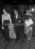 Aristotle Onassis, Maria Callas and Sita Devi, Maharanee of Baroda, known as the "Indian Wallis Simpson" walking through Casino, at ballet gala evening. Monte Carlo 1960. - Photo by Edward Quinn