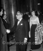 Princess Grace welcomes Aristotle Onassis, who attends the Ballet Gala Evening with Maria Callas. Monte Carlo, 1960. - Photo by Edward Quinn