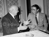 Aristotle Onassis and Spyros Skouras, president of the 20th Century Fox at Hotel Negresco, Nice 1953. First photo Edward Quinn took of Onassis. - Photo by Edward Quinn