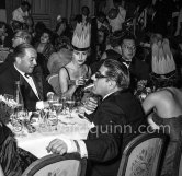 Aristotle and Tina Onassis. On the right Gianni Agnelli. New year's eve dinner. Hotel de Paris, Monte Carlo 1954. - Photo by Edward Quinn