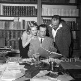 French novelist, playwriter and filmmaker Marcel Pagnol, Jose Ferrer and his wife Rosemary Clooney, Monte Carlo 1953. - Photo by Edward Quinn