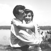 Irene Papas and Robert Mitchum (?). Cannes Film Festival 1952. - Photo by Edward Quinn